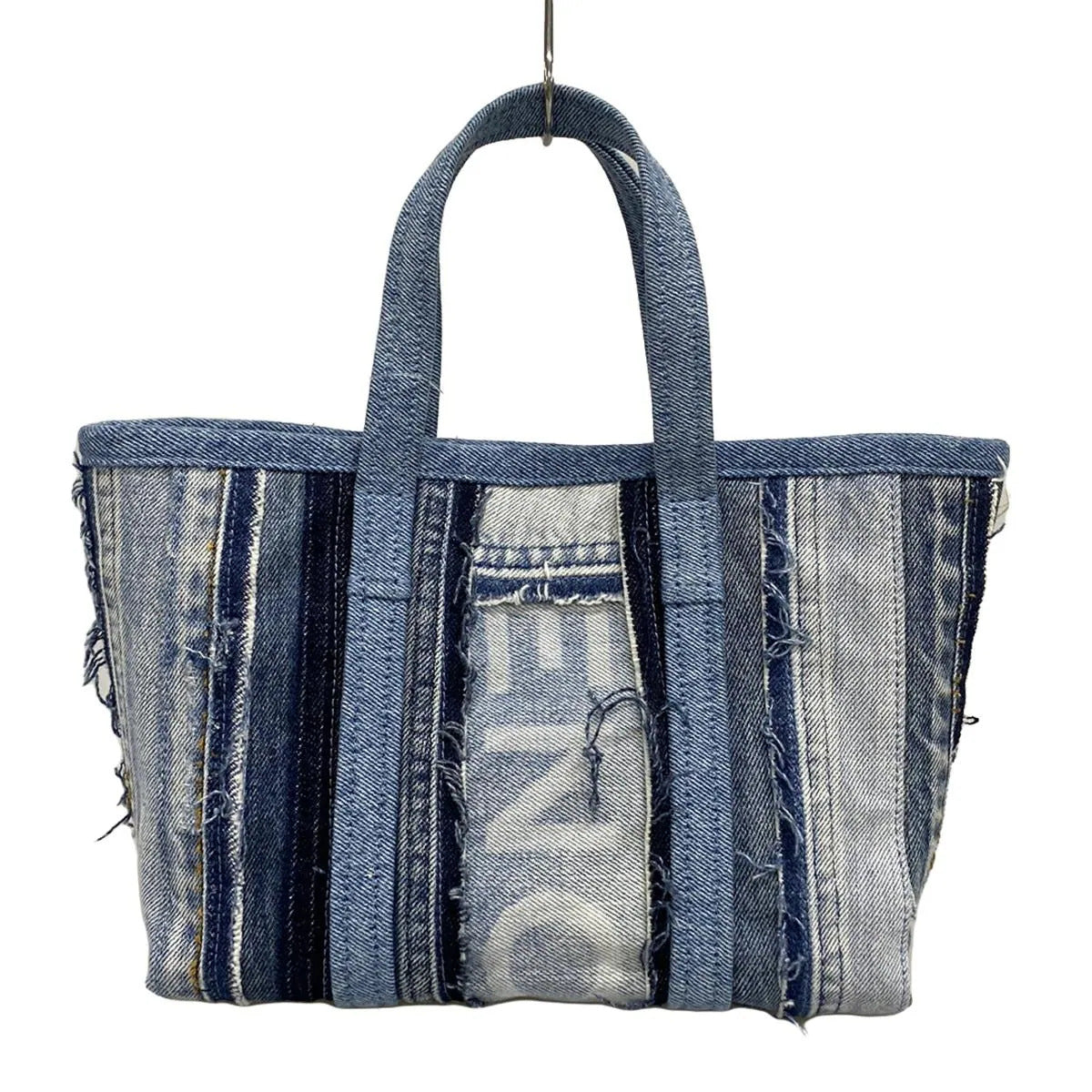 PRE-OWNED Barbes Small Light Blue Bourgeoisie Navy Denim Tote Bag