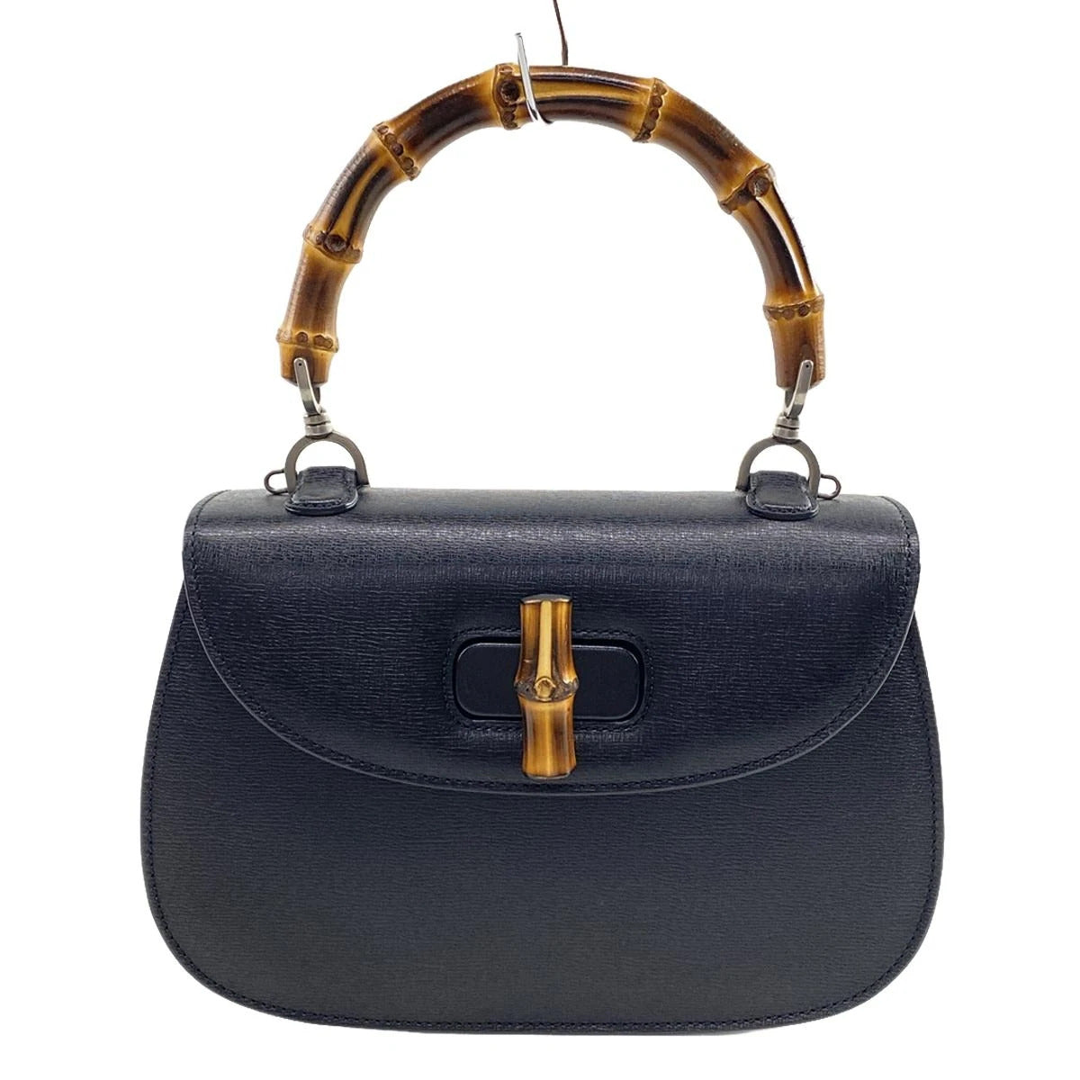 Bolso de hombro de piel negra GG Bamboo de segunda mano