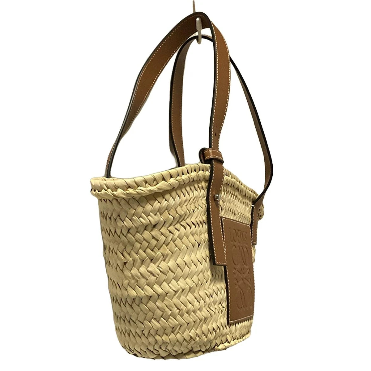 PRE-OWNED Natural Tan Calfskin Small Basket Tote Bag