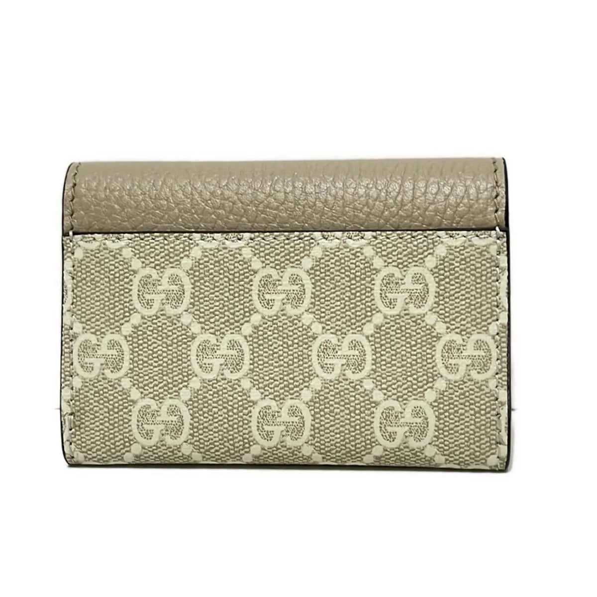 Estuche para tarjetas GG Marmont beige crema de PVC de cuero USADO