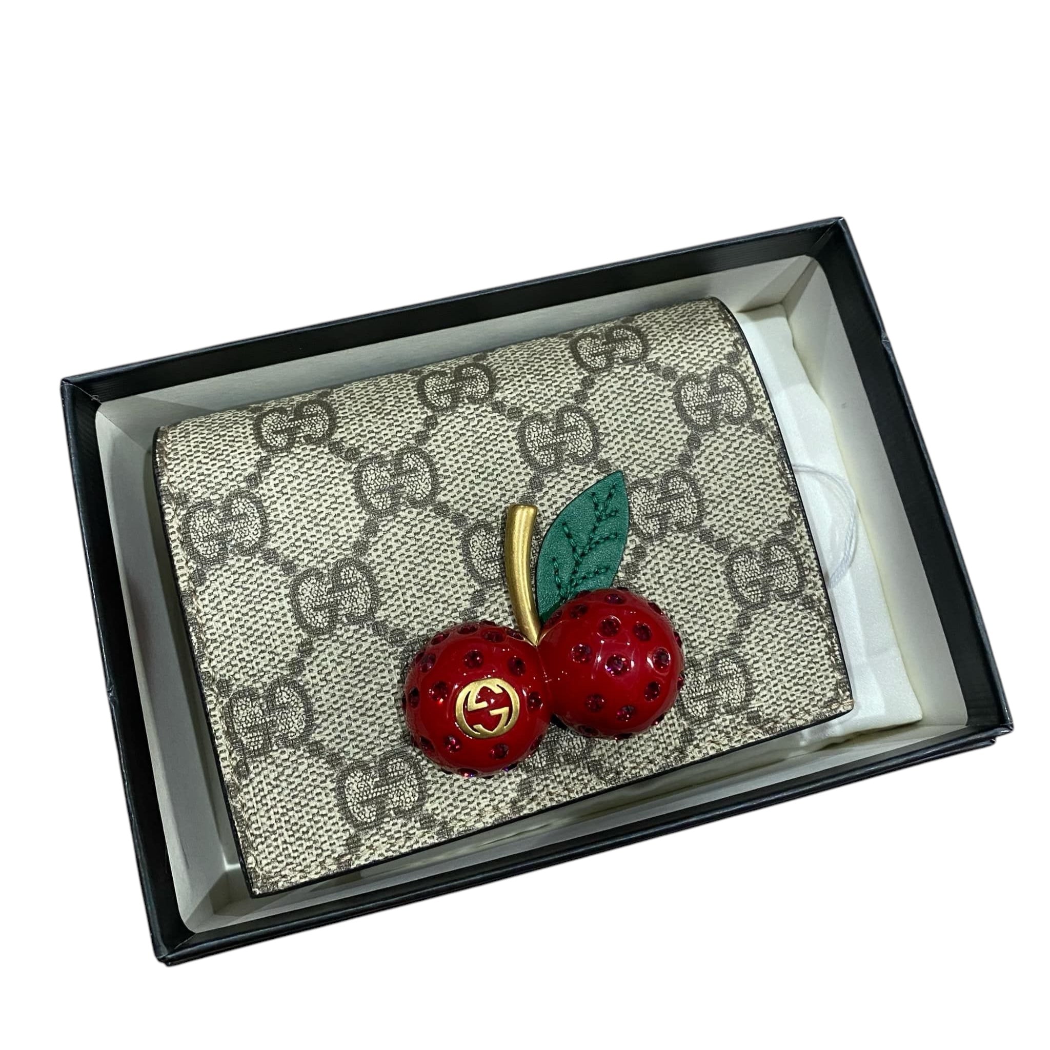 Cartera plegable GG Supreme Cherry de segunda mano