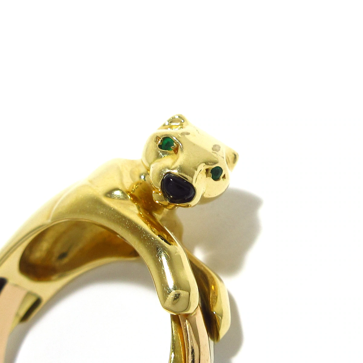 PRE-OWNED Panthere Ring 18K Tri-color Onyx Emerald