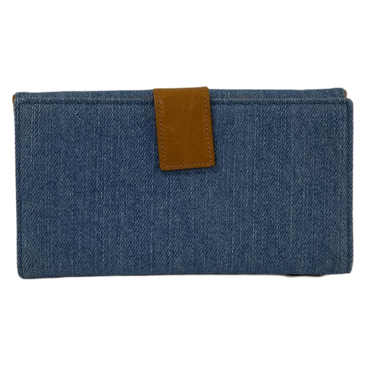 Cartera larga tipo sillín de mezclilla jacquard azul de segunda mano