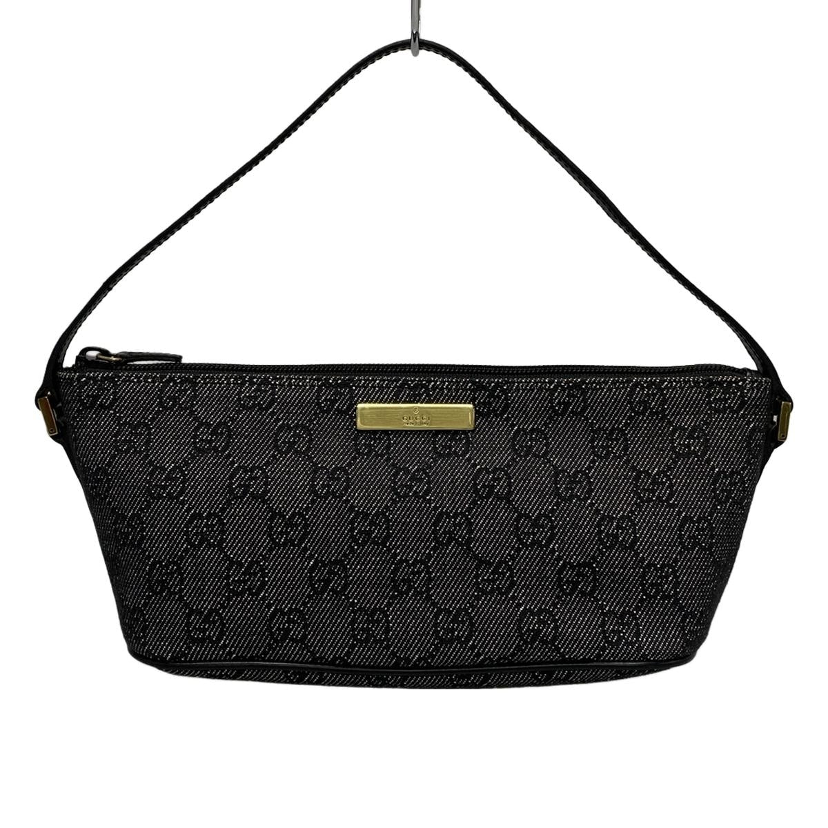 Bolso de mano GG de piel vaquera negra de segunda mano