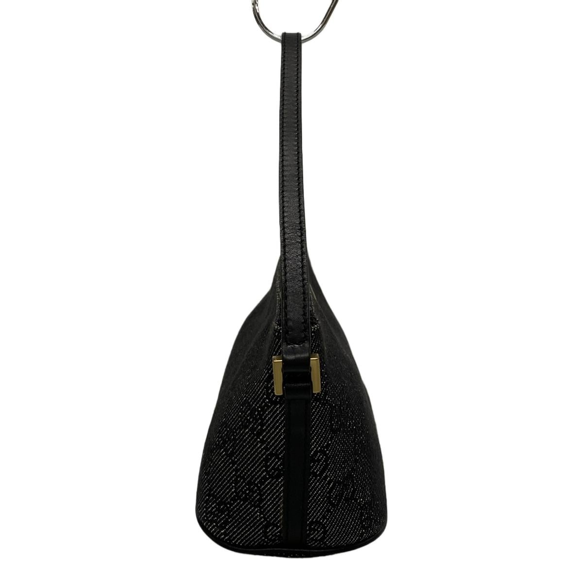 Bolso de mano GG de piel vaquera negra de segunda mano
