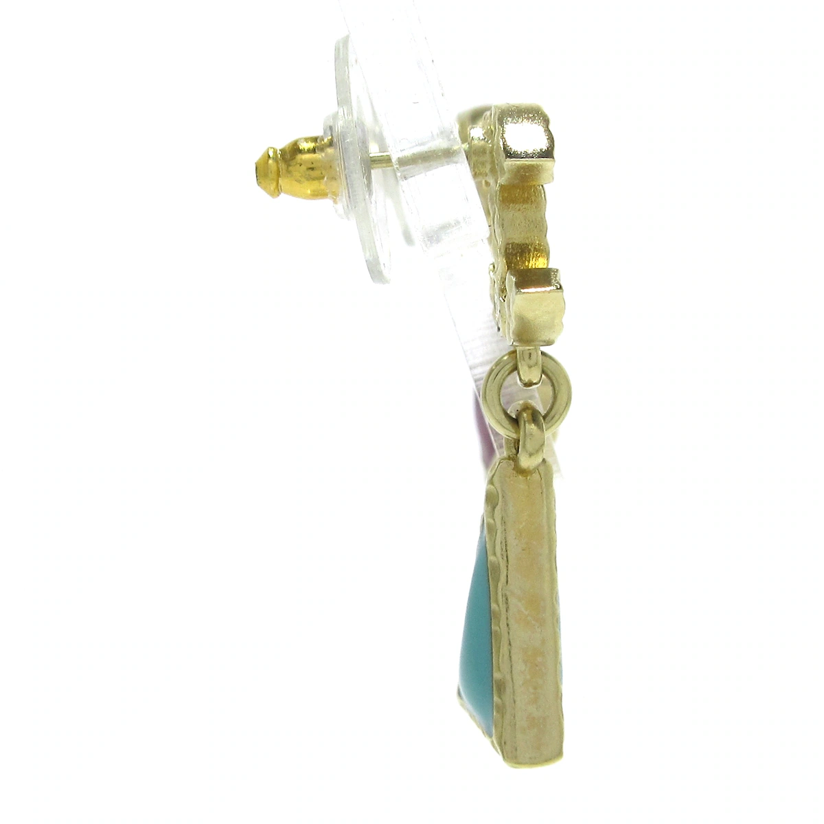 Pendientes colgantes triangulares con forma de corazón CC de resina, dorados, verdes y rojos, USADOS