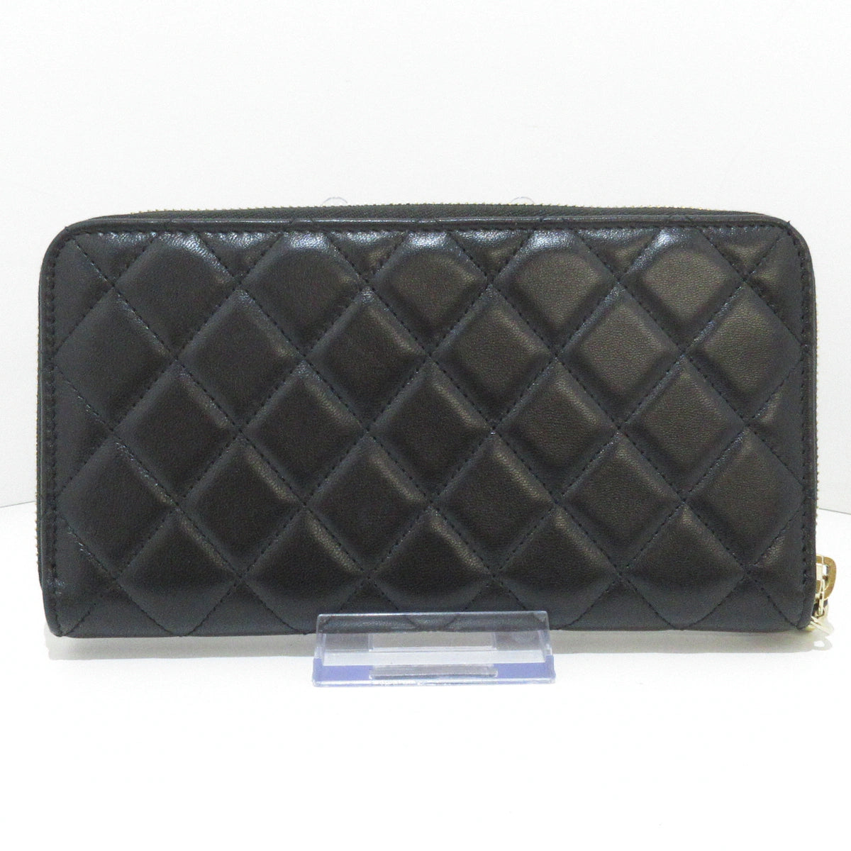Cartera larga Camelia de piel de cordero negra CC USADA