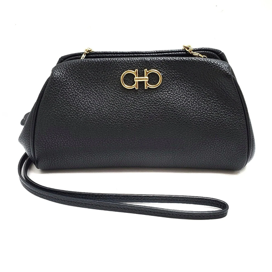 SALVATORE FERRAGAMO - Gancini Shoulder Bag Black Leather