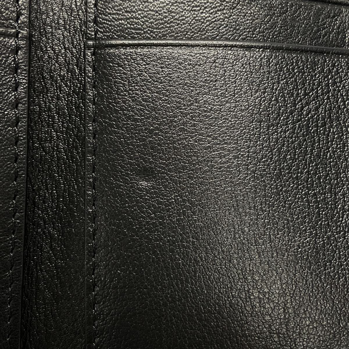 PRE-OWNED Black Brown Pebble Grain Calf Anagram Trifold Wallet