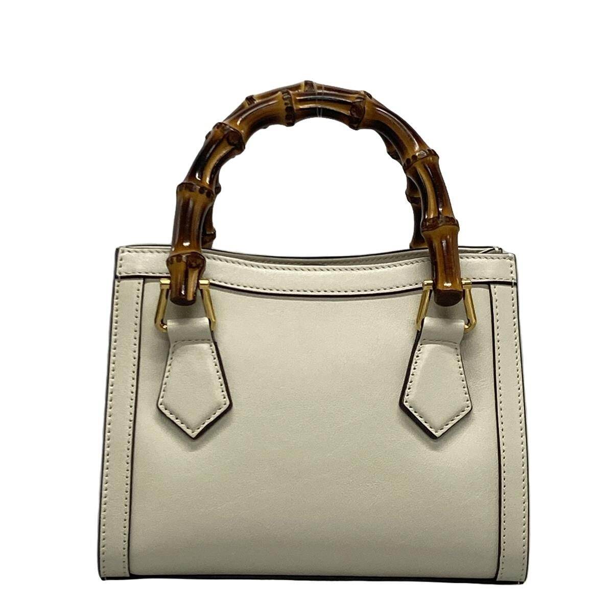 PRE-OWNED GG Diana Mini Cream Leather Tote Bag