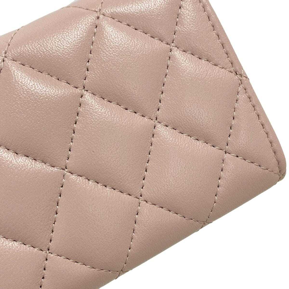 PRE-OWNED CC Light Pink Lambskin Matelasse Business Card Holder