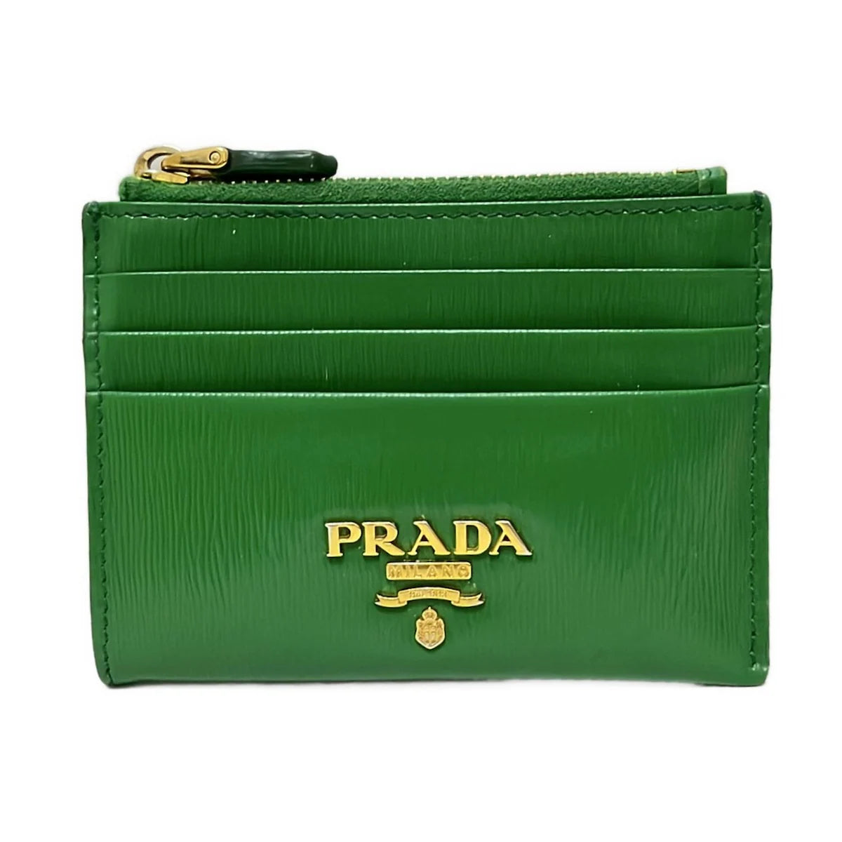 PRE-OWNED Green Leather Coin Case
