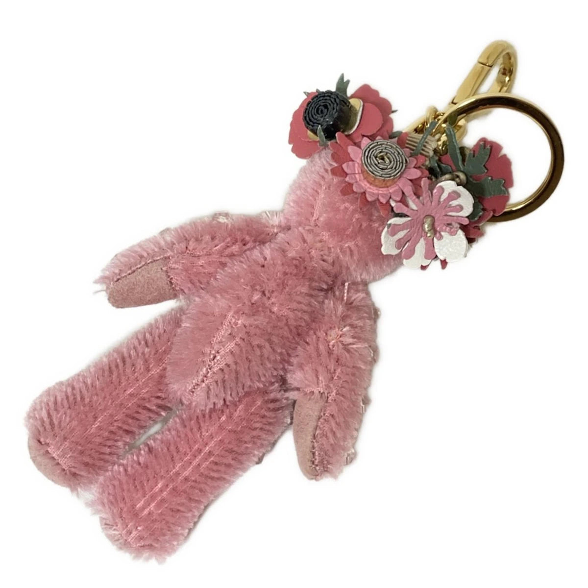 PRE-OWNED Pink Flower Bear Bag Charm