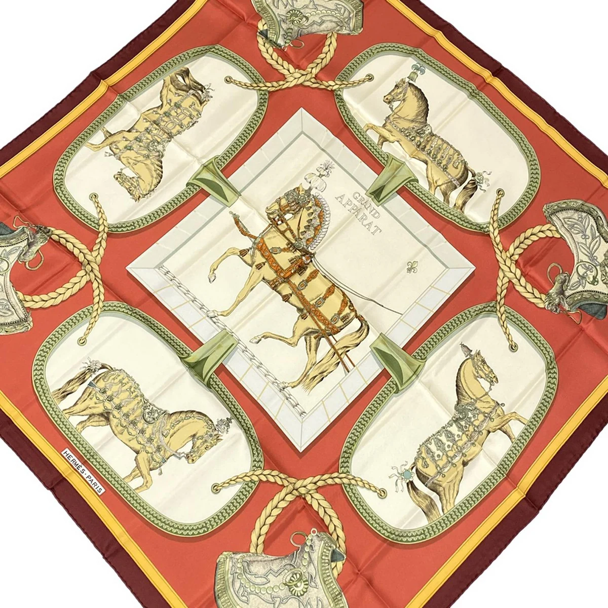 PRE-OWNED Scarft Hermes Carre 90 Grand Apparat Forever