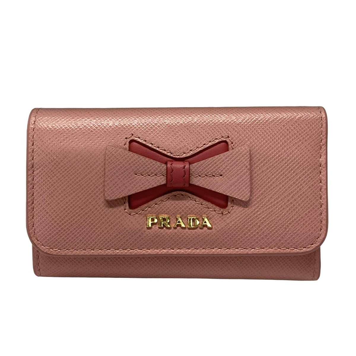 PRE-OWNED Pink Saffiano Leather Key Case