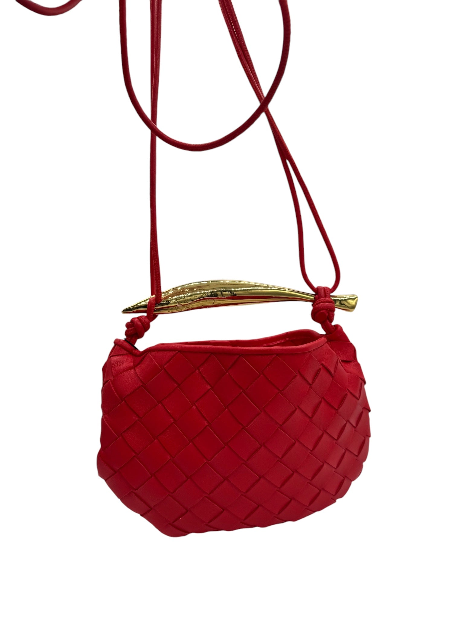 Bandolera Mini Sardine Vernis Intrecciato de napa roja de segunda mano