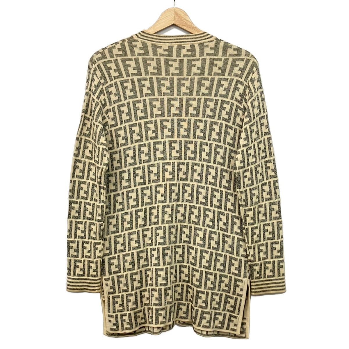 PRE-OWNED FF Zucca Cardigan White Dark Gray Women