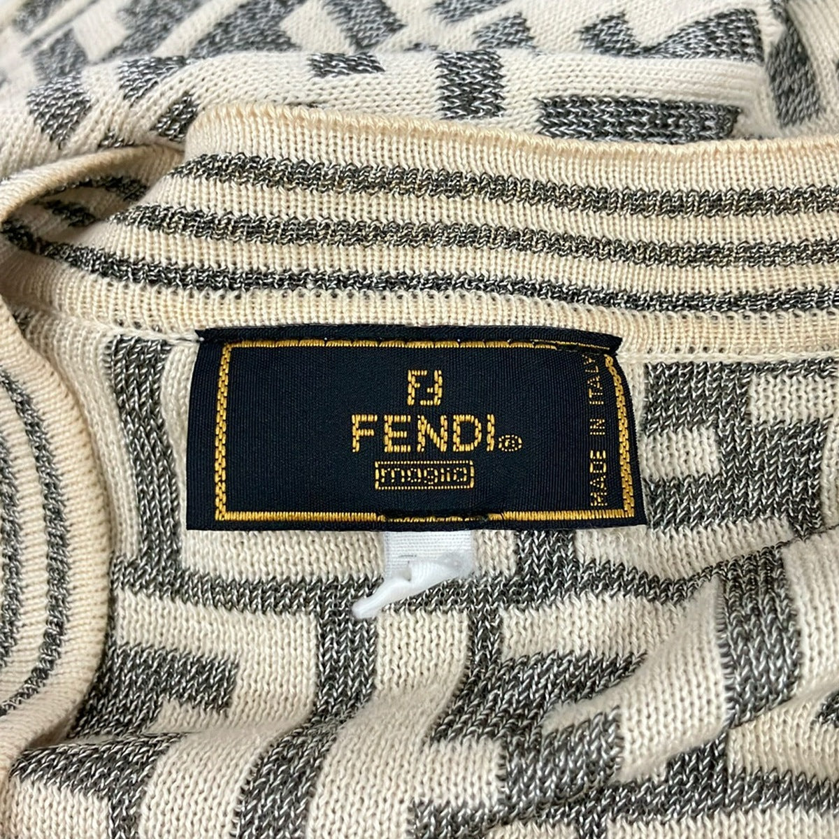 PRE-OWNED FF Zucca Cardigan White Dark Gray Women