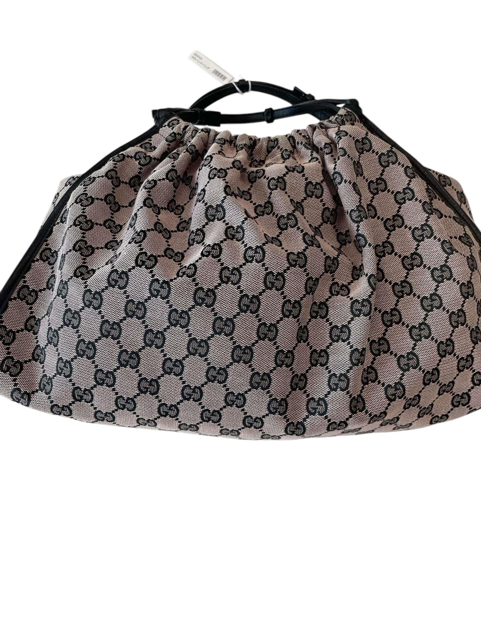 Bolso de mano de lona GG beige y negro USADO