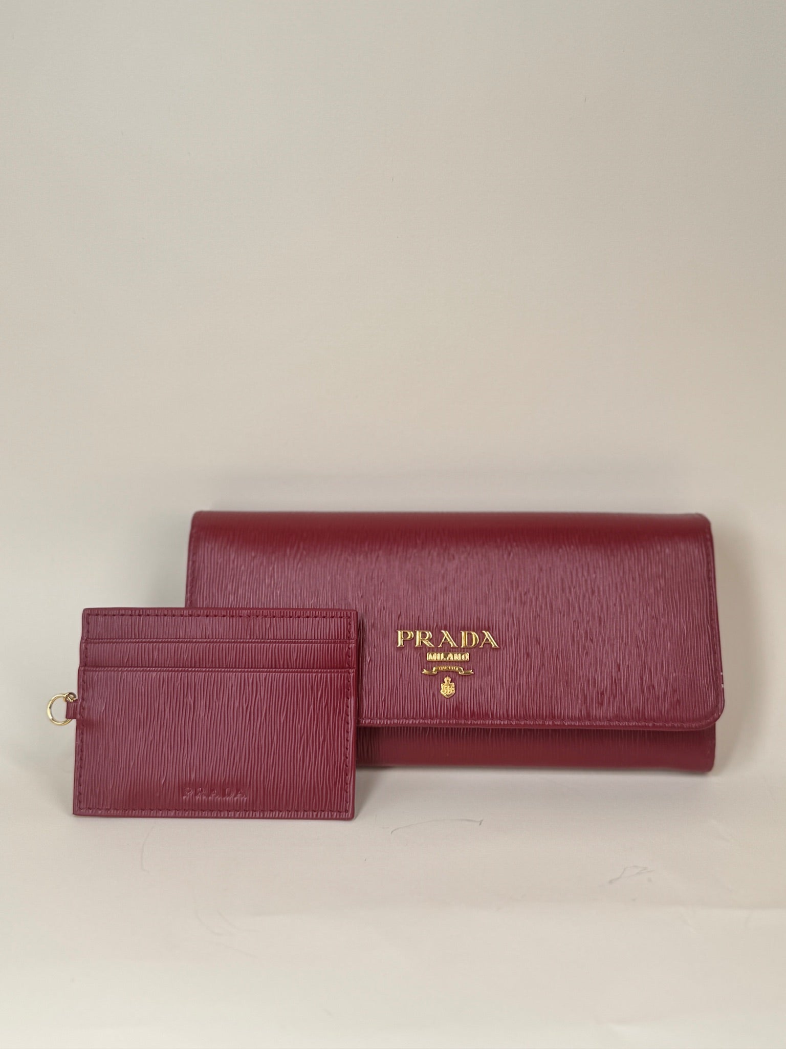 PRE-OWNED Red Saffiano Lux Leather Continental Flap Wallet