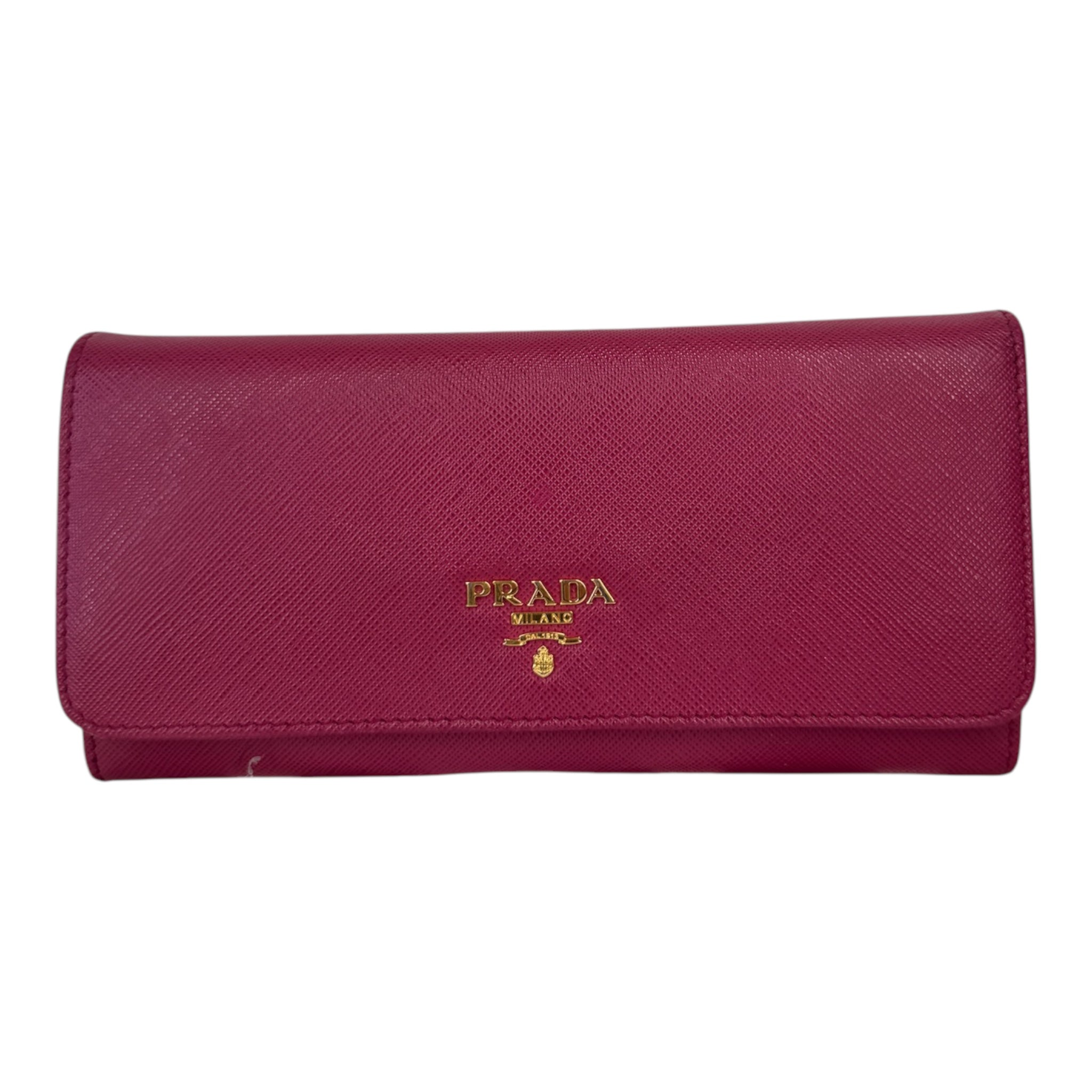 PRE-OWNED Pink Saffiano Leather Continental Flap Wallet