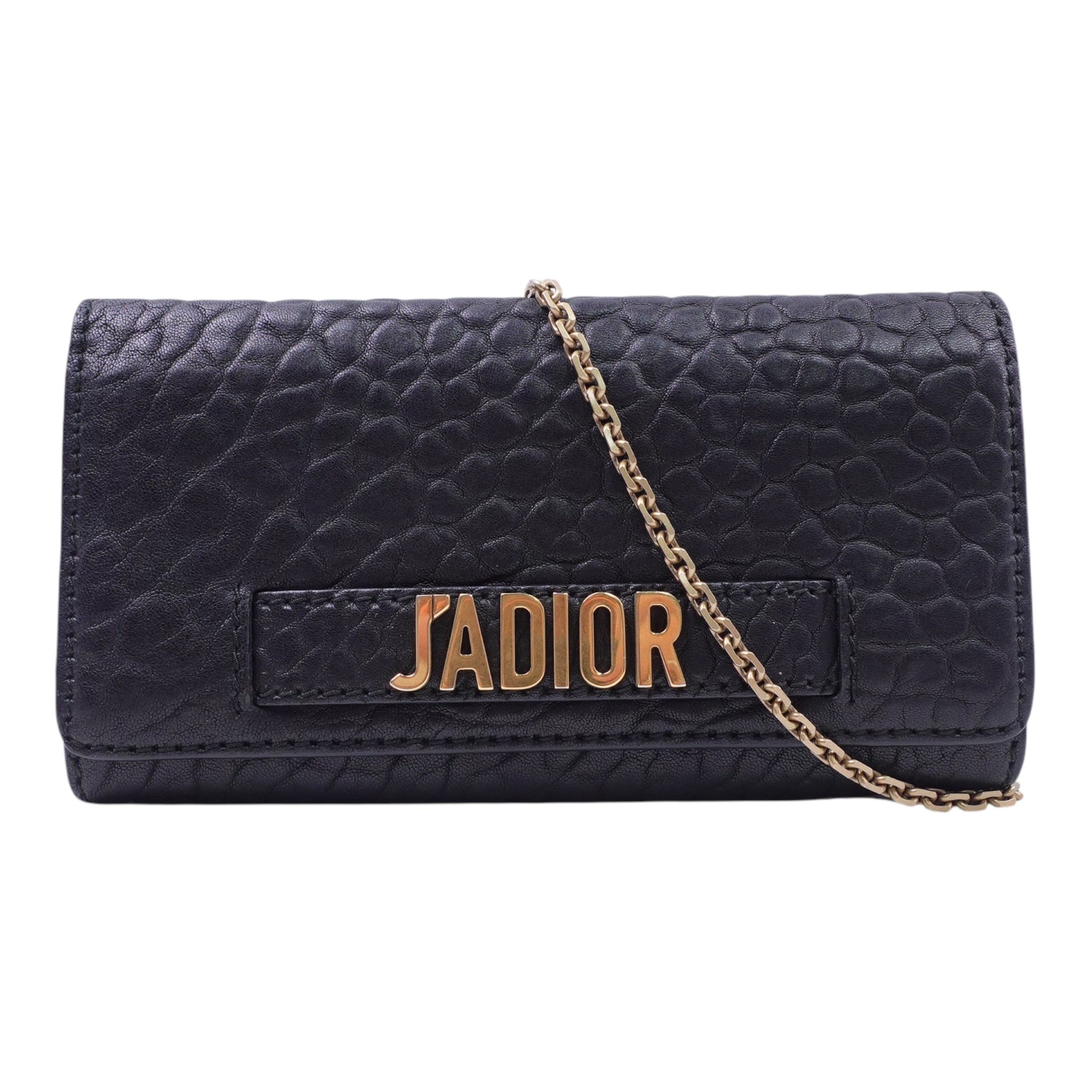 Cartera J'Adior Croisiere de piel negra con cadena, USADA