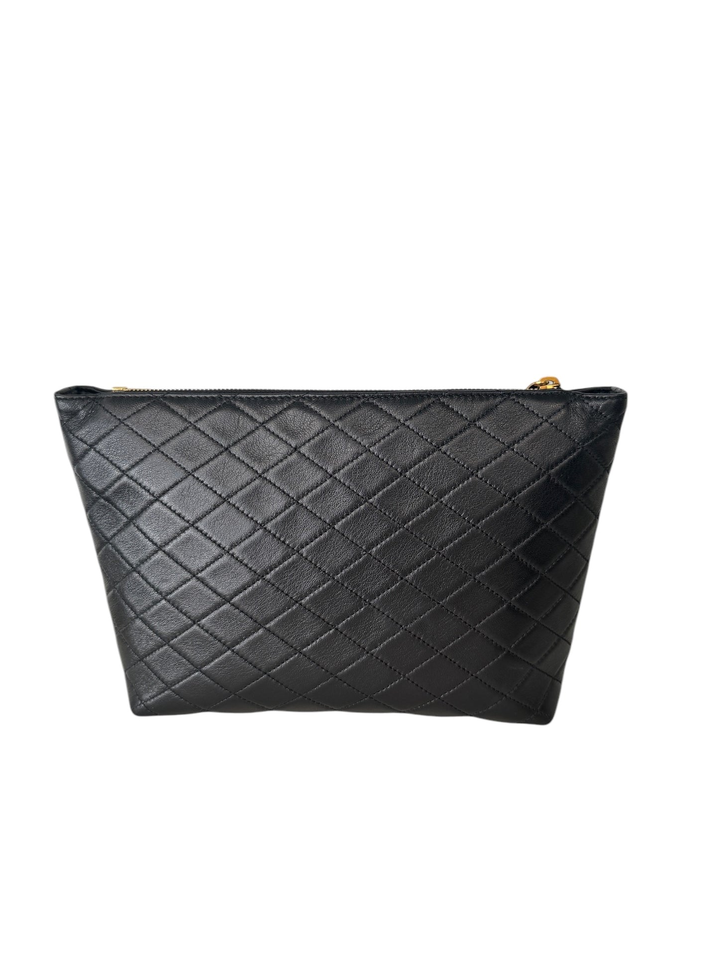 PRE-OWNED Black Quilted Lambskin Gaby Cosmetic Pouch