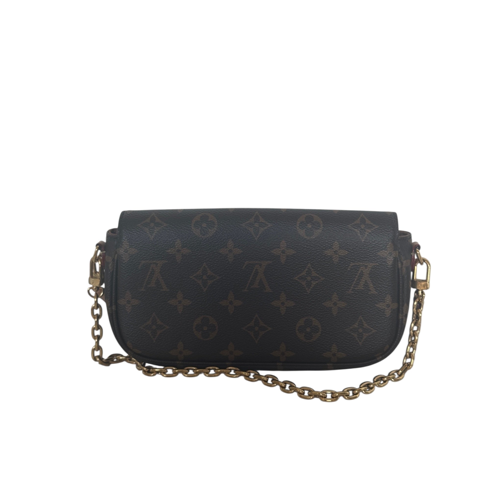 Cartera LV Ivy de lona con monograma y cadena de segunda mano