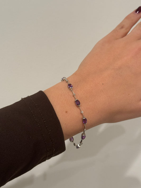 Violetta Bracelet- 14K Gold Bracelet with 8.00ct  Amethyst & Natural Diamonds