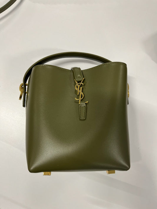 SAINT LAURENT - Olive Smooth Leather Mini Le 37 Bucket Bag