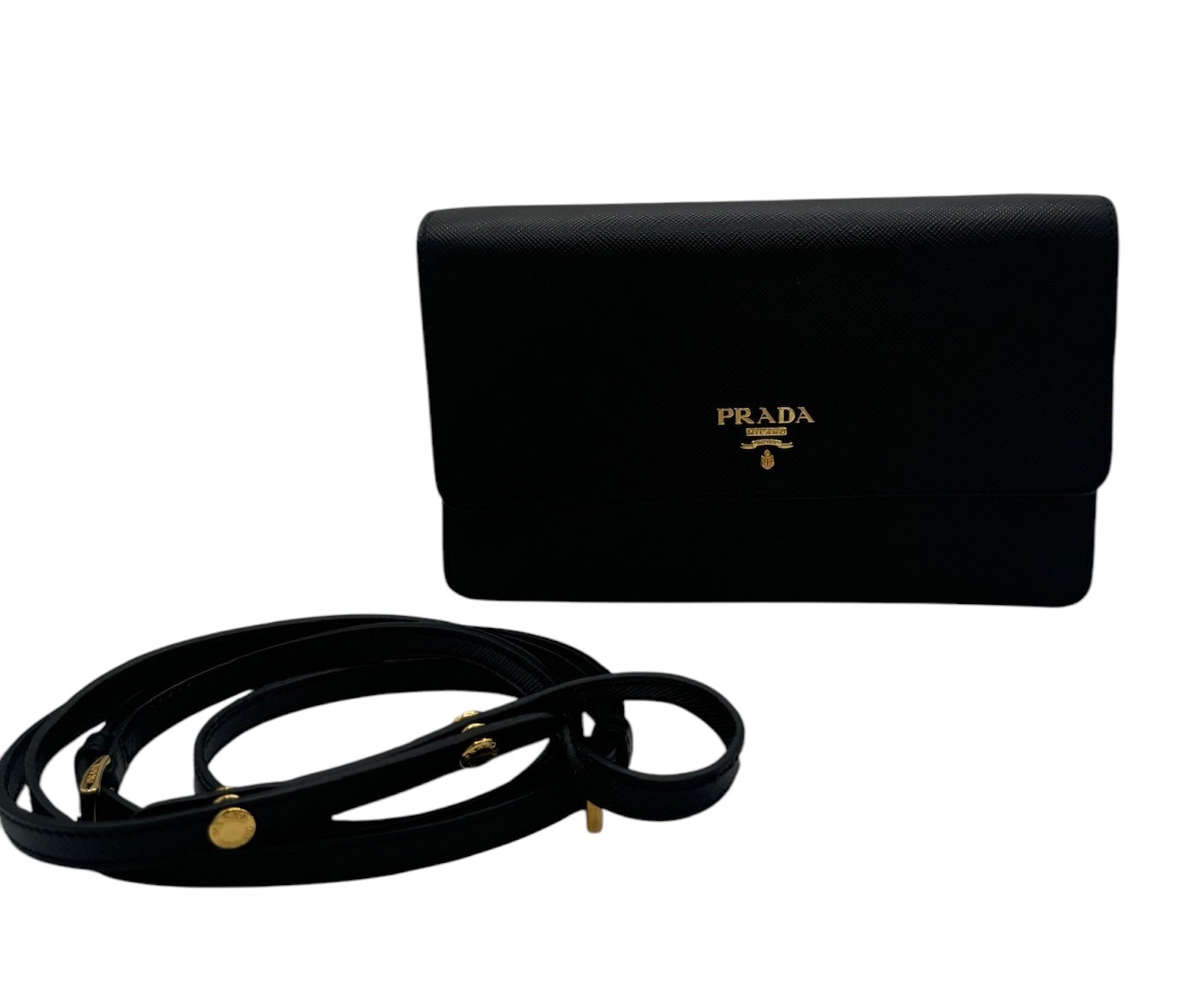 Bolso de hombro de piel saffiano negra USADO