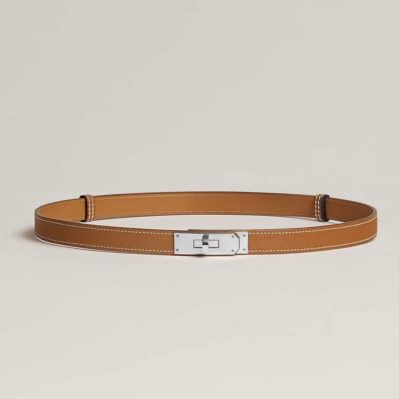 PRE-OWNED Kelly Belt Gold Veau Epsom