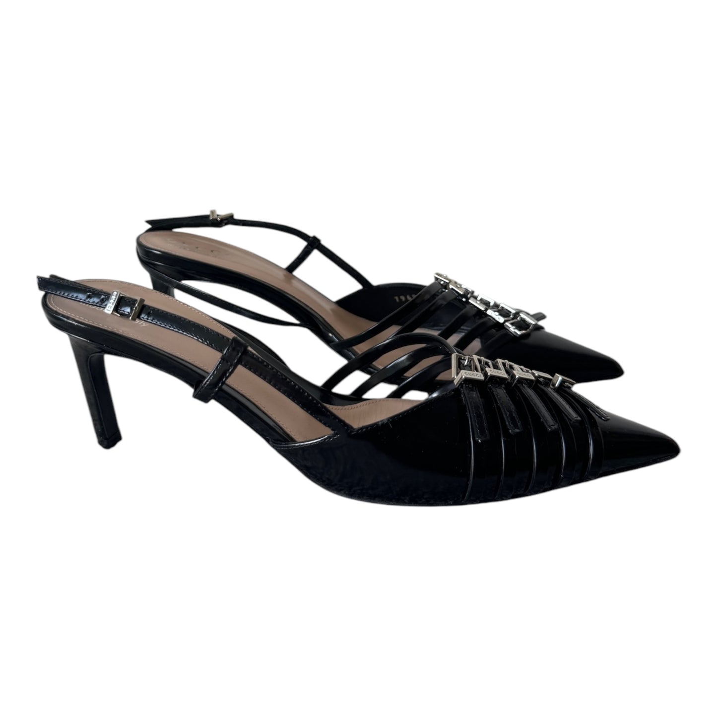 PRE-OWNED GG 65mm Black Leather Slingback Pumps