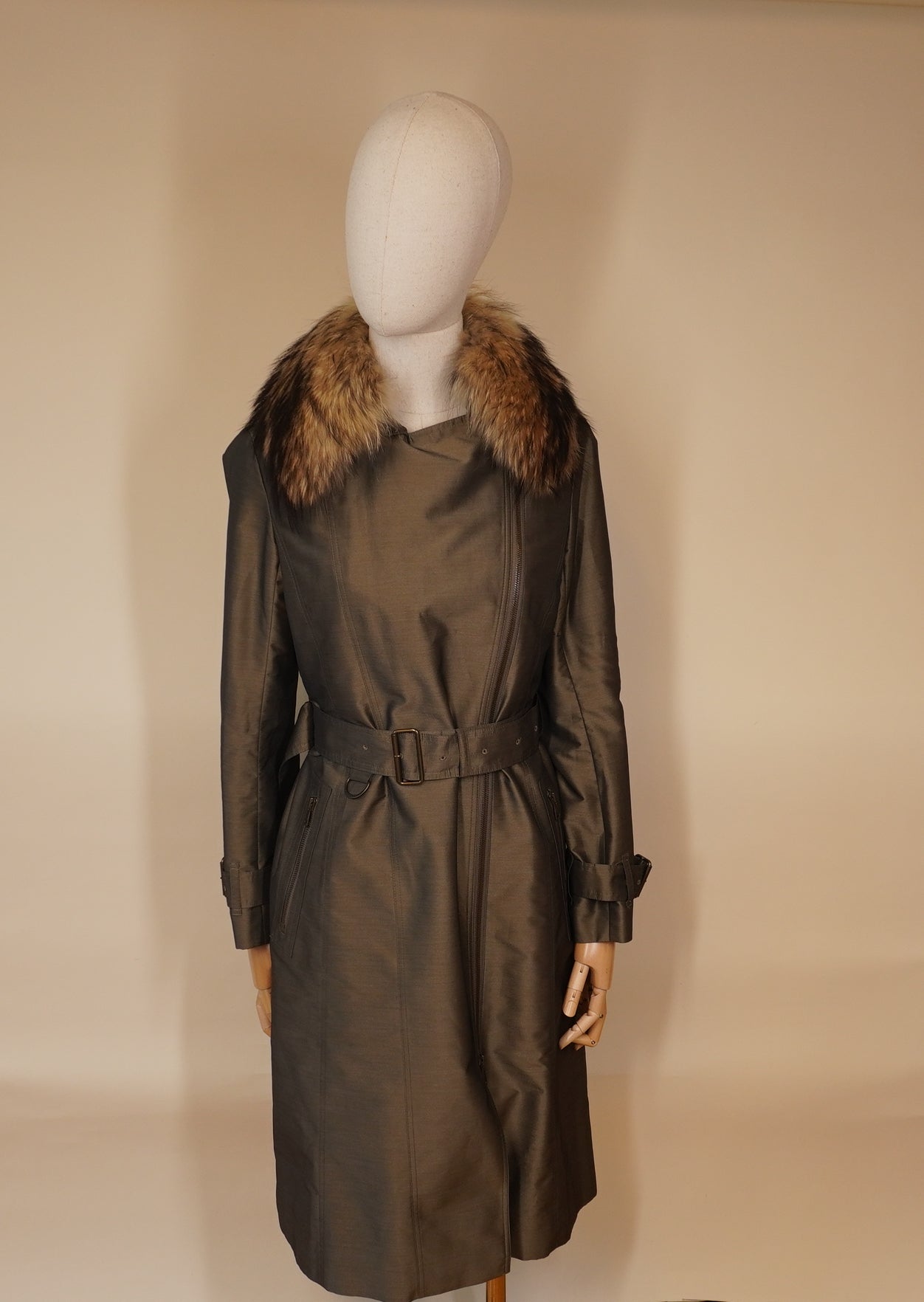 PRE-OWNED BURBERRY LONDON Coat Khaki Women's size 38