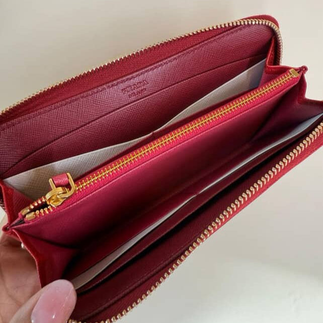 PRADA - Saffiano Leather Long Wallet Red