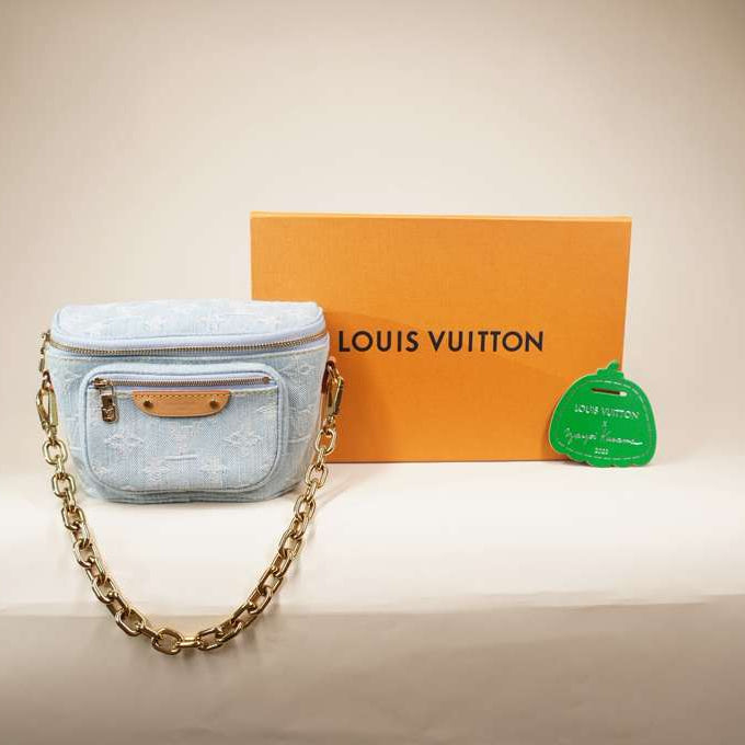 PRE-OWNED LV Mini Bumbag Denim ( 2 Part)