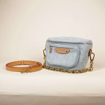 PRE-OWNED LV Mini Bumbag Denim ( 2 Part)
