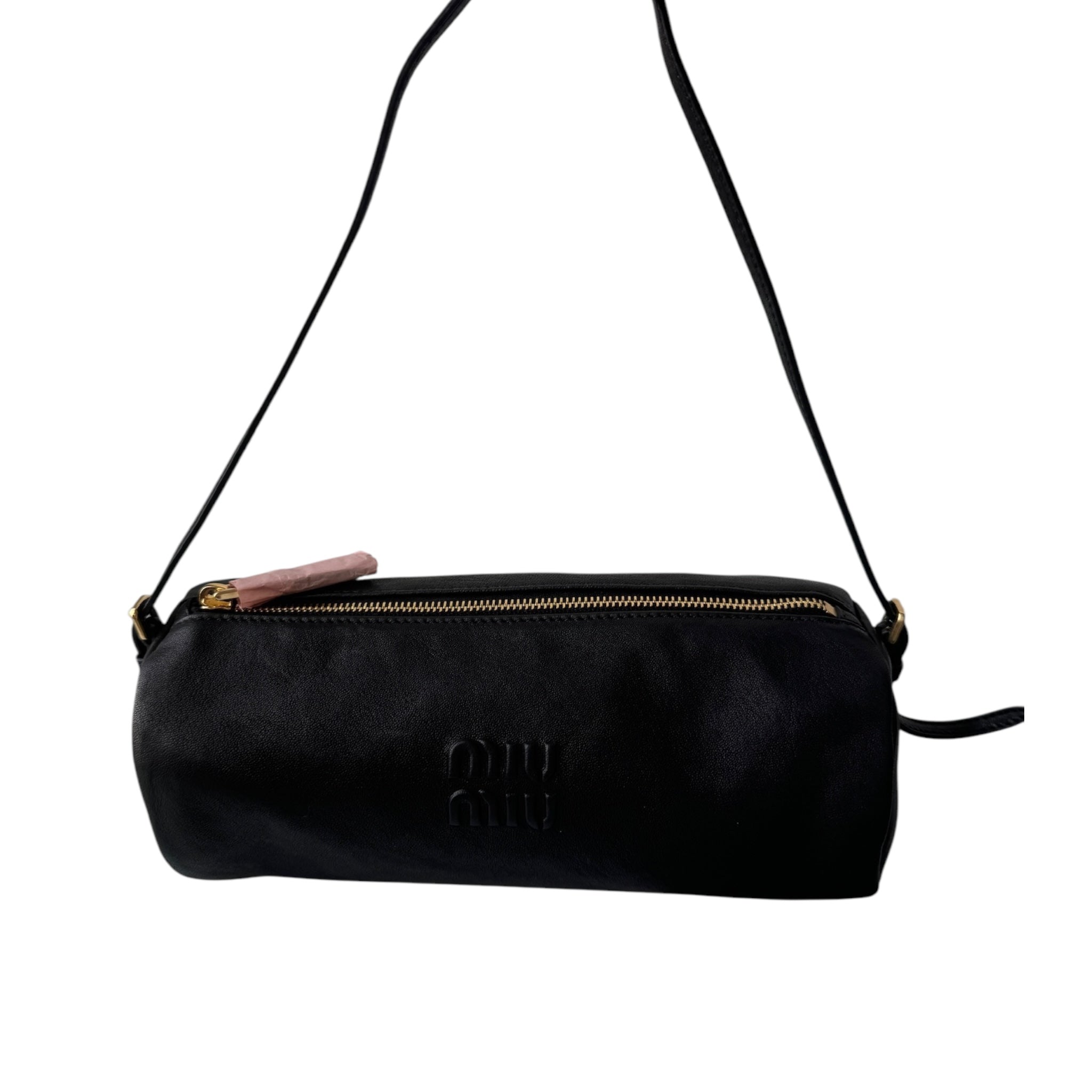 PRE-OWNED Black Nappa Leather Pouch Shoulder Bag