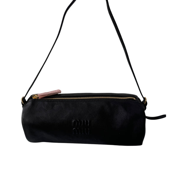 小物 BROWNBAG LEATHER POUCH / BLACK PRE-OWNED Black Nappa Leather Pouch Shoulder Bag