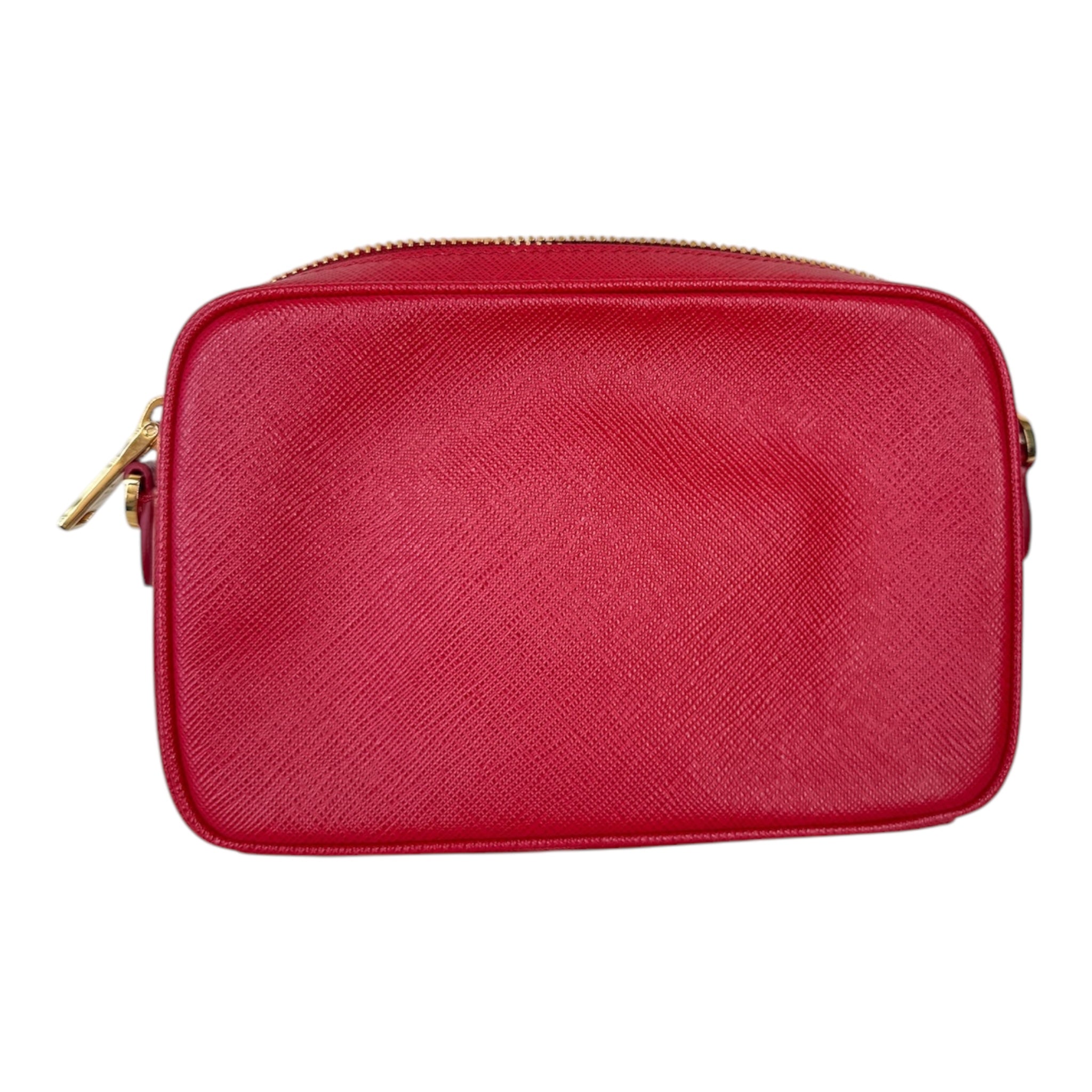 PRE-OWNED Red Monochrome Saffiano Leather Shoulder Bag