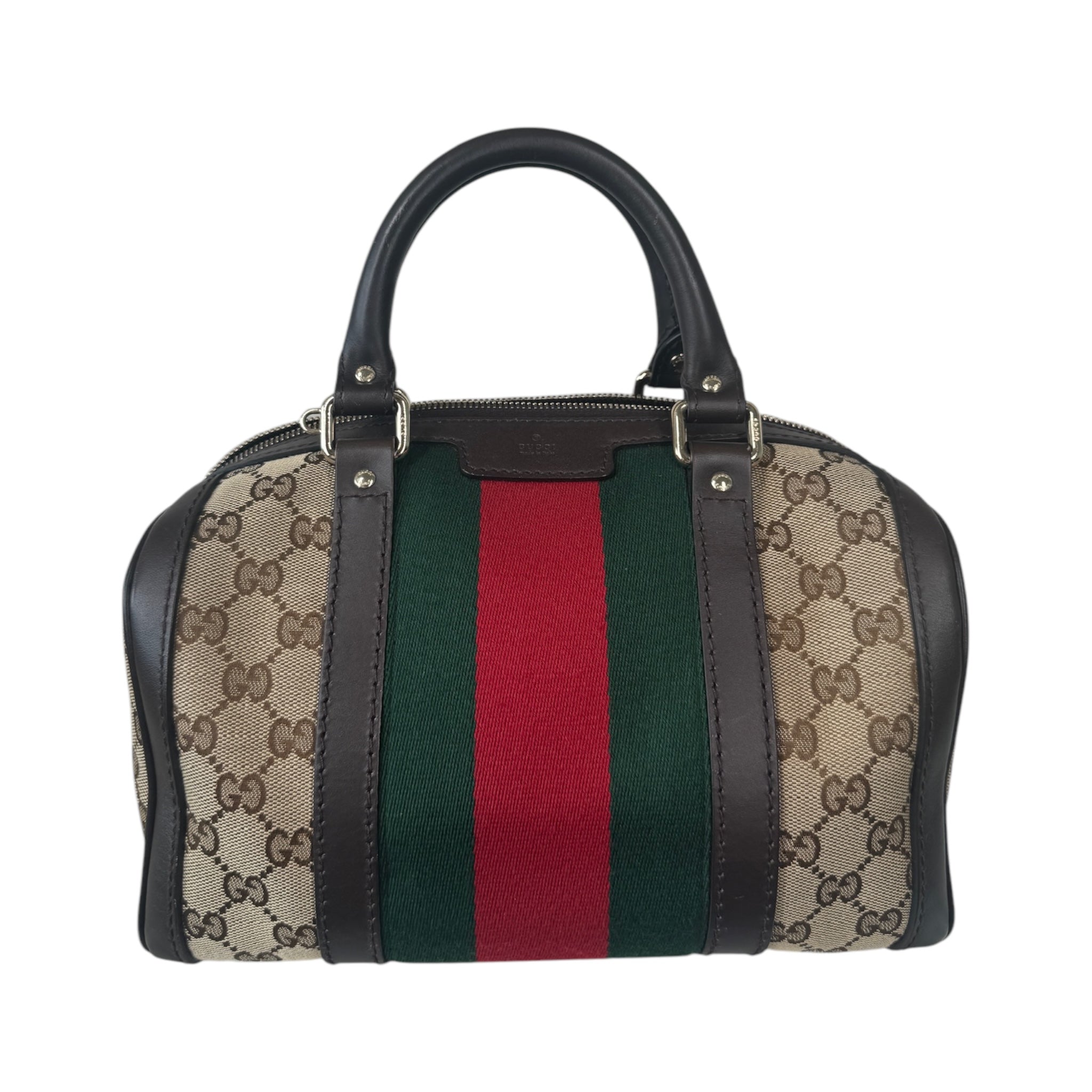 Bolso de hombro Boston con tribanda vintage de lona GG USADO