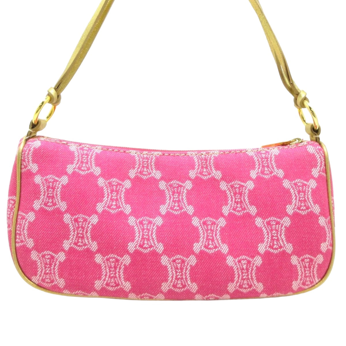 CELINE - Paris Macadam Handbag Pink White Gold Jacquard Leather