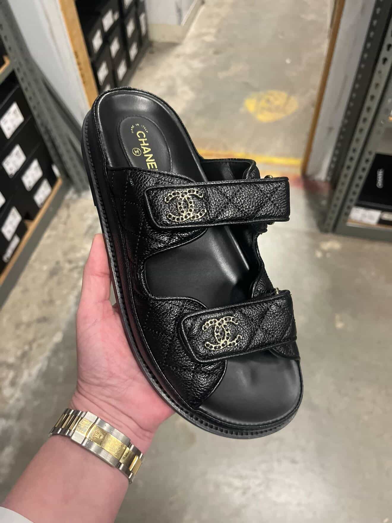 PRE-OWNED CC Sandals leather mules Black