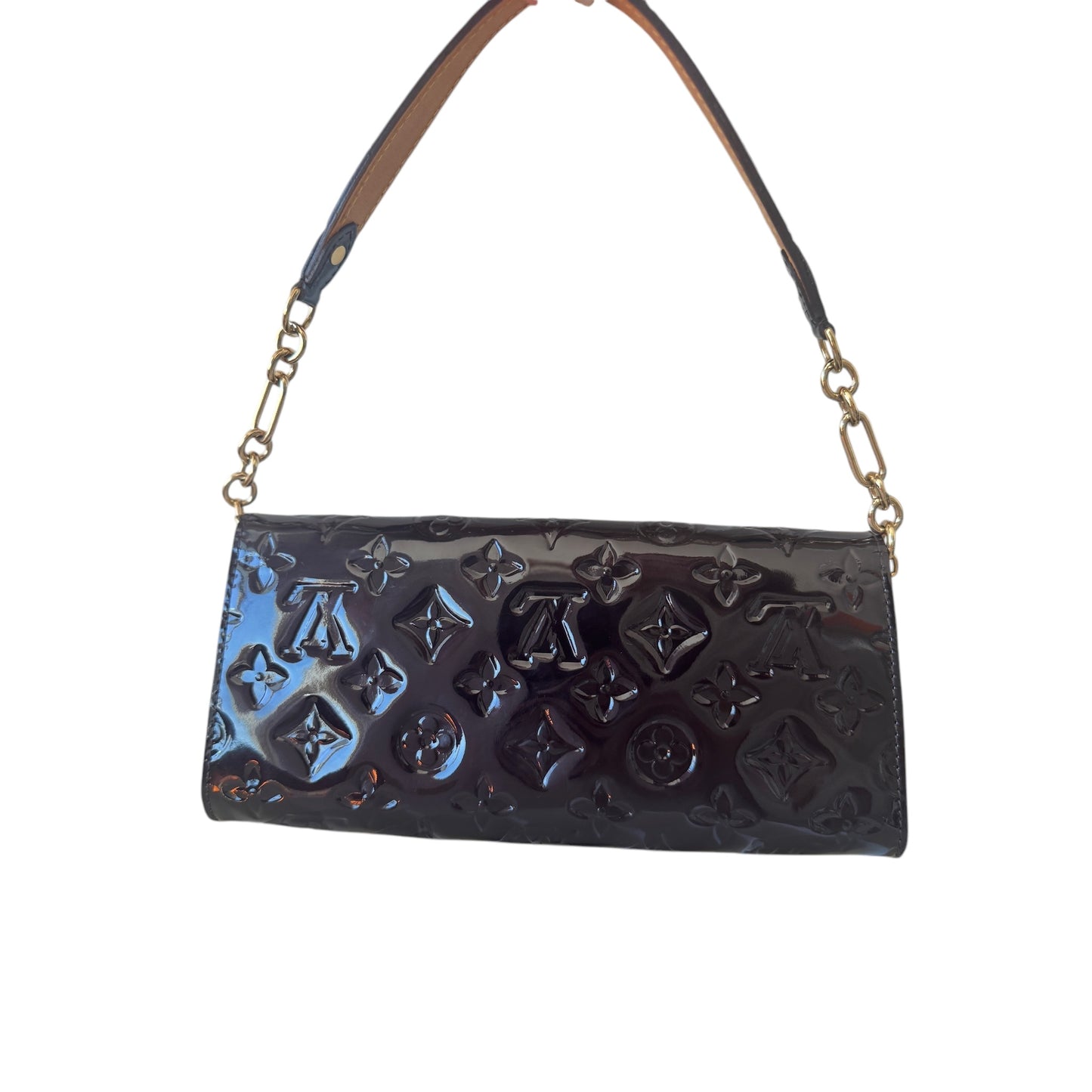 PRE-OWNED LV Brown Vernis Leather Sunset Boulevard Shoulder Bag