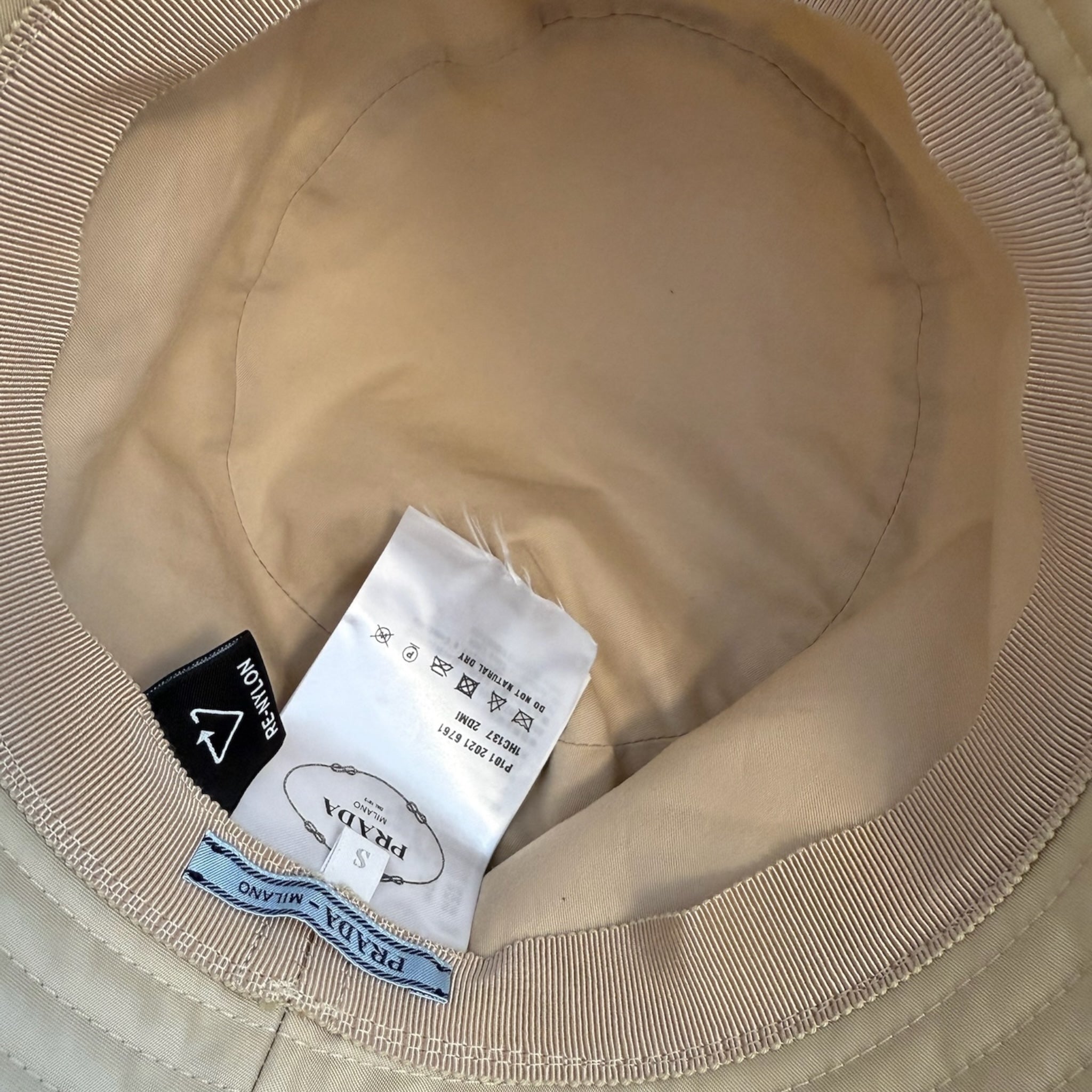 PRE-OWNED Desert Beige Re-Nylon Bucket Hat S