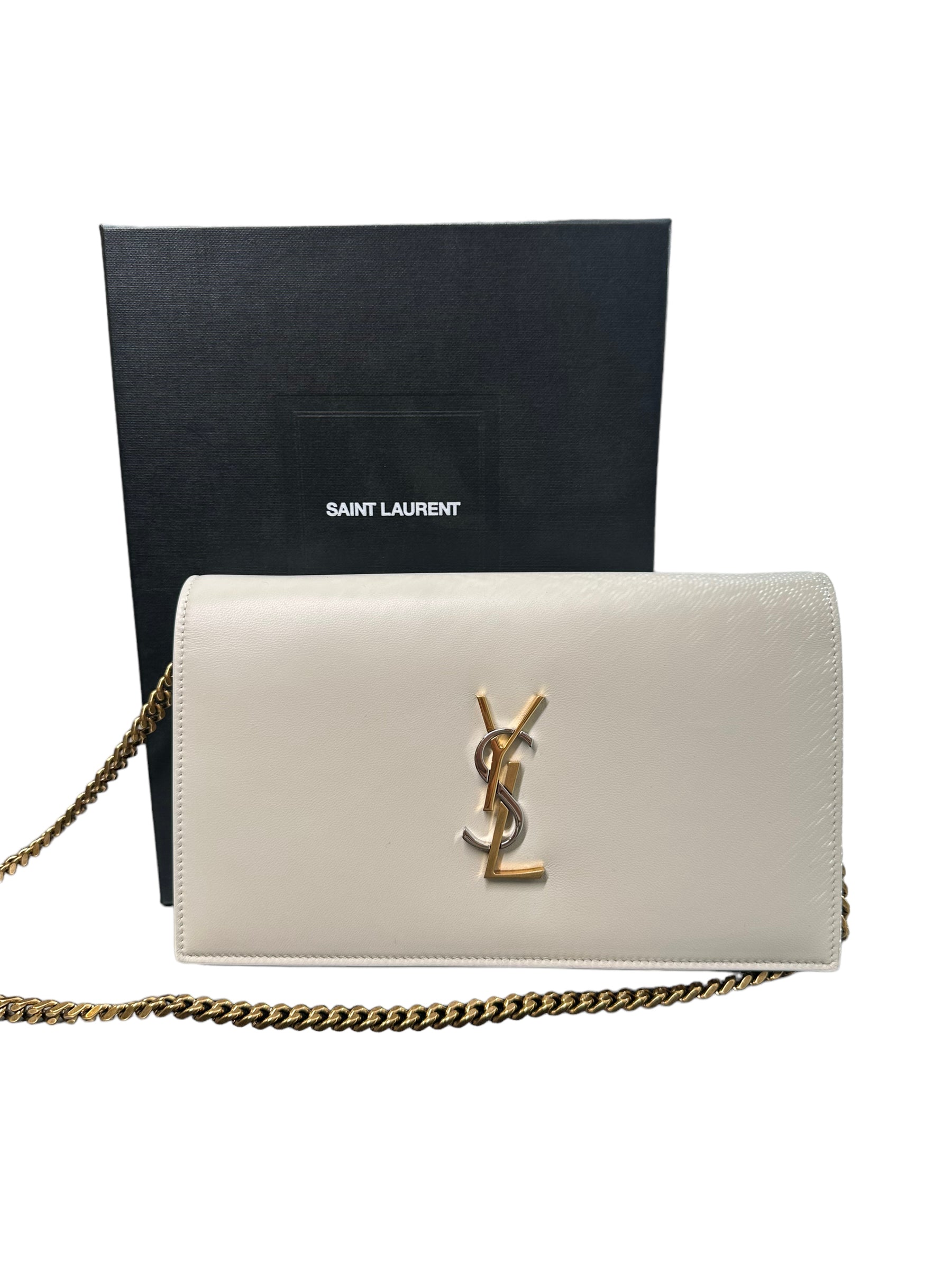 SAINT LAURENT - Cartera con cadena de tres metales 