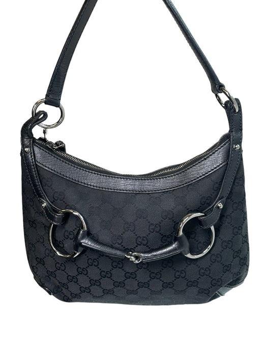 GUCCI- Canvas Horse Bit Shoulder Bag