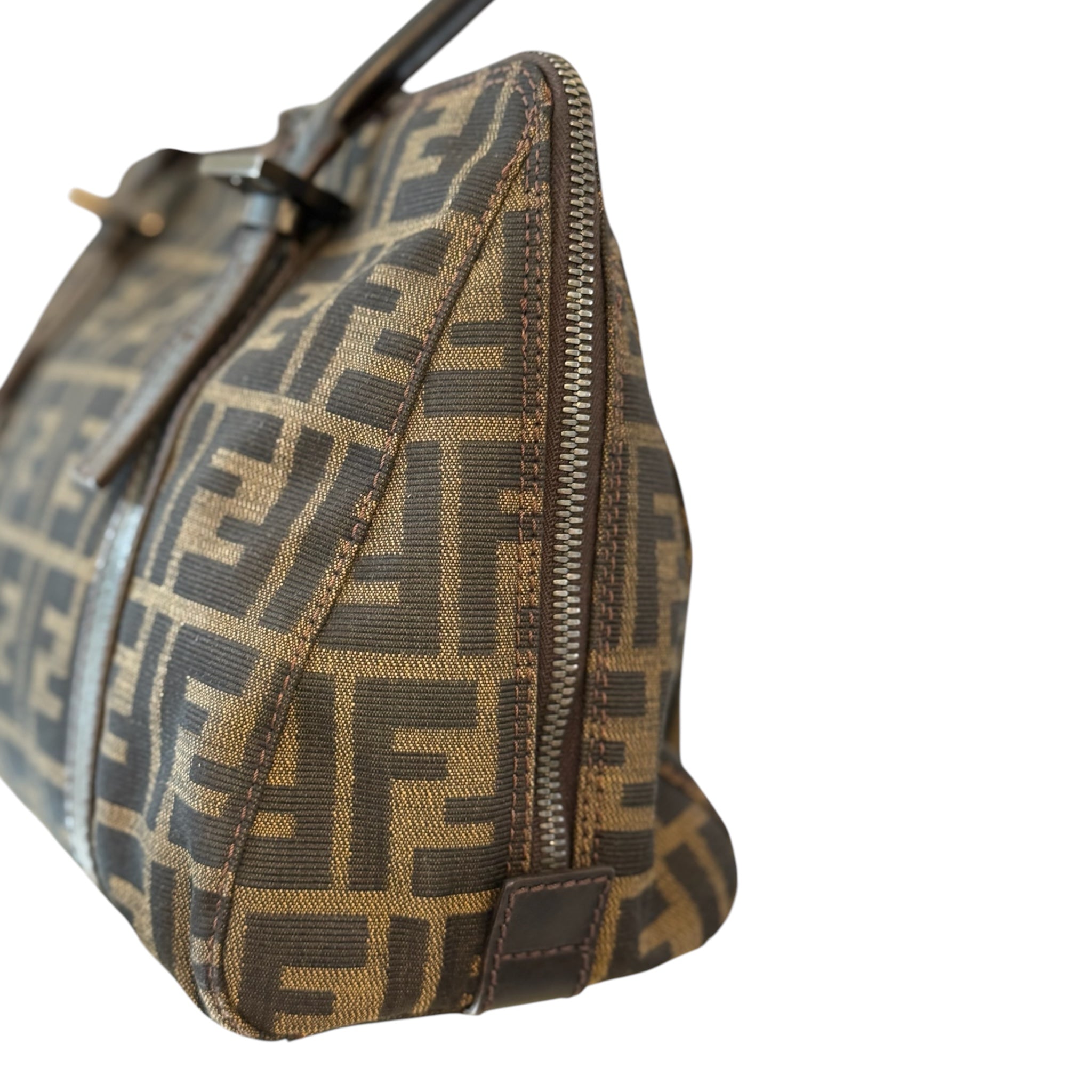 PRE-OWNED FF Vintage Brown Zucca Canvas Top Handle Bag