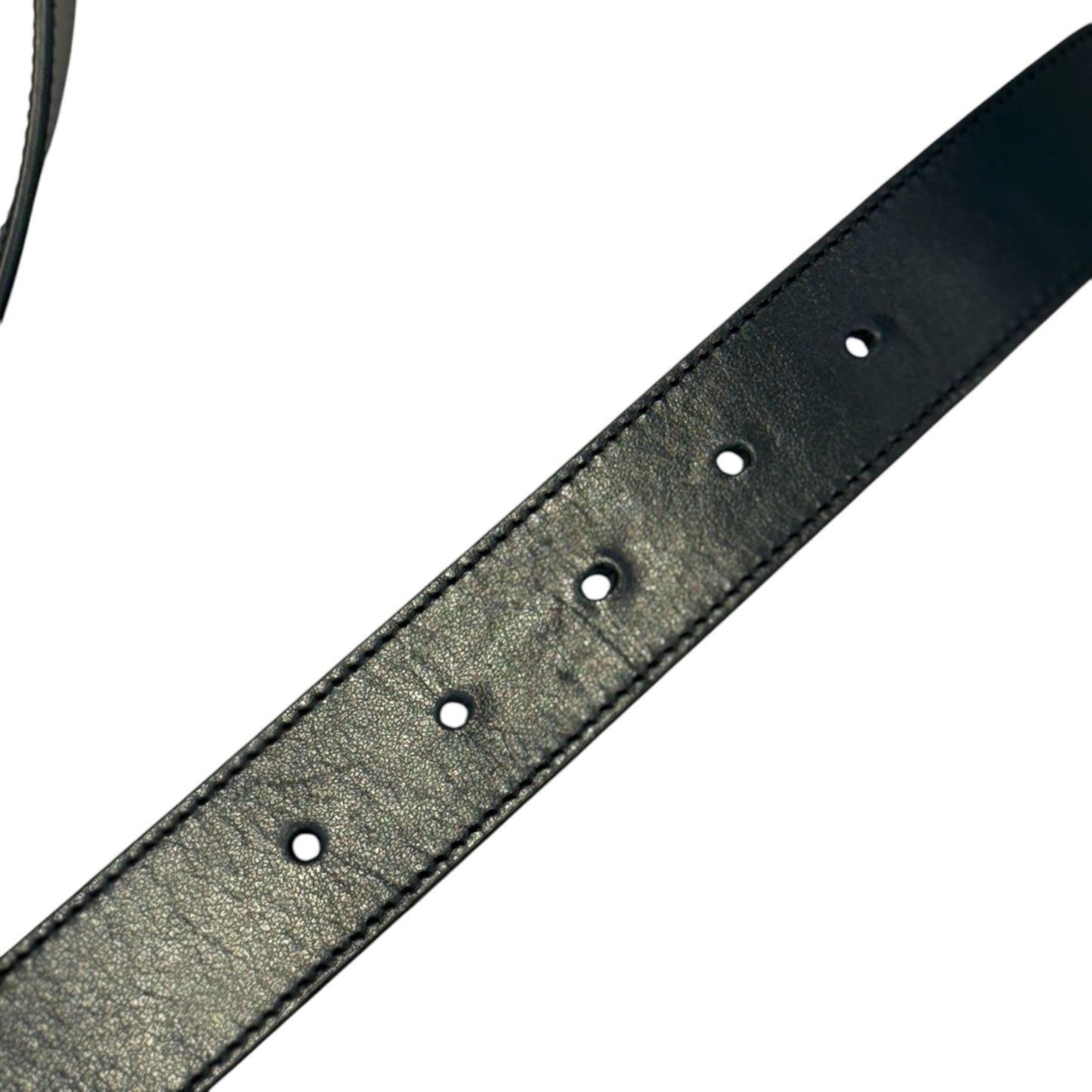 PRE-OWNED Black Calfskin Double GG Marmont Belt 80/32