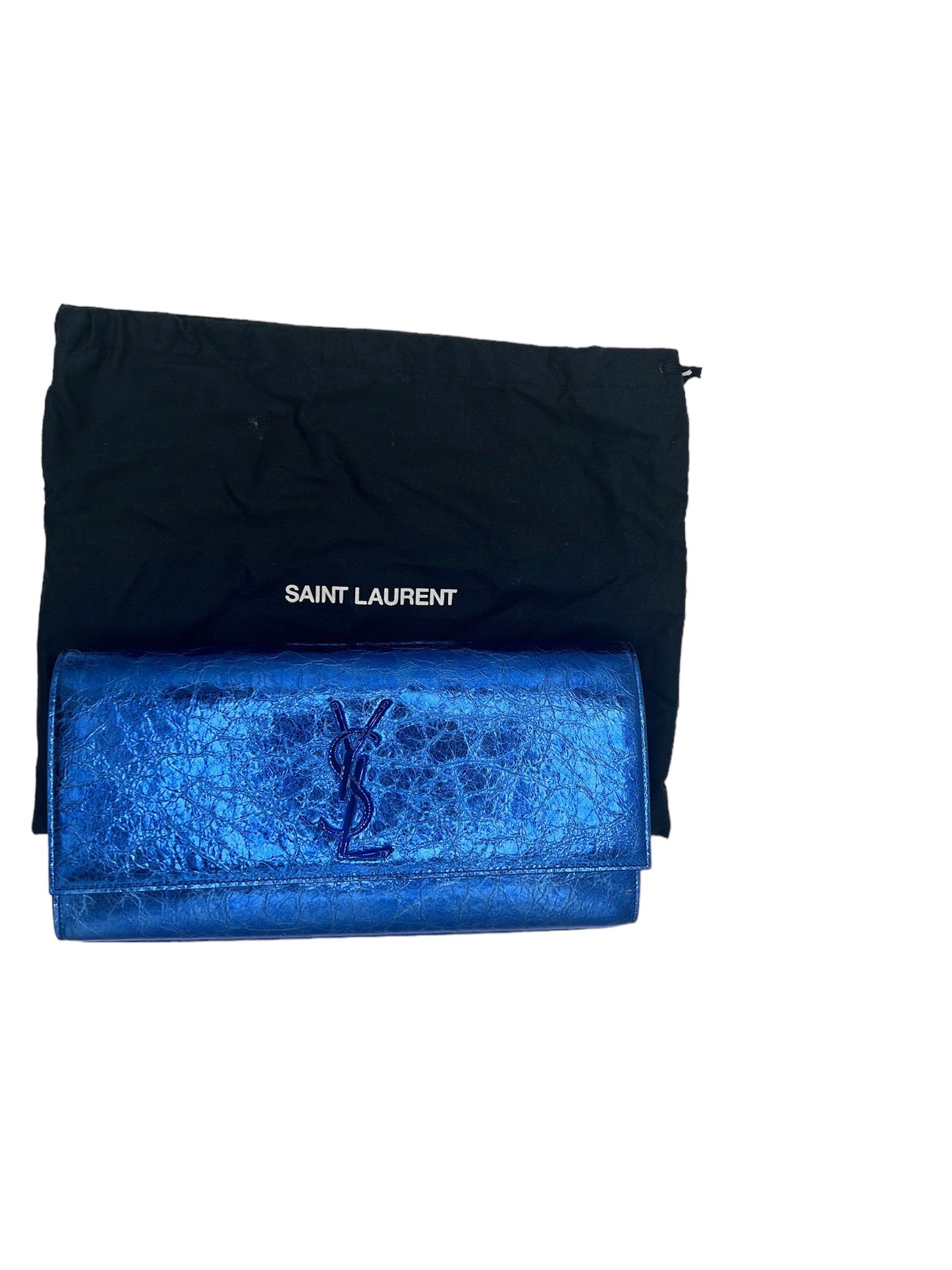 SAINT LAURENT - Metallic Blue Clutch